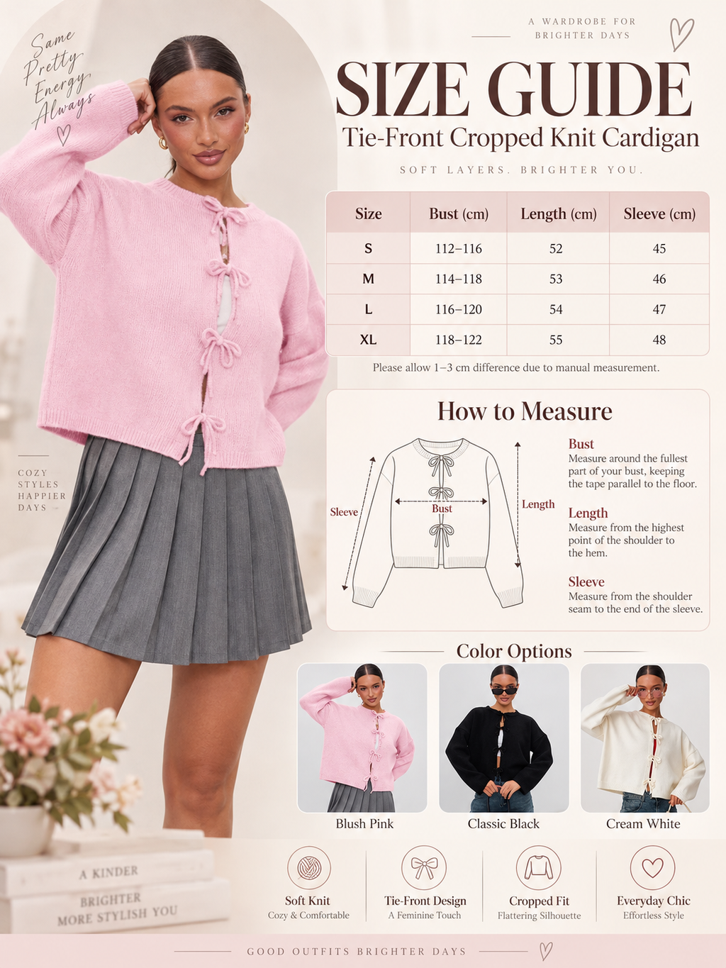 Tie-Front Cropped Knit Cardigan