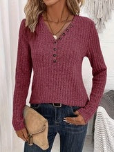 Slim Fit Ribbed V-Neck Sweater Top