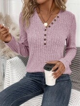 Slim Fit Ribbed V-Neck Sweater Top