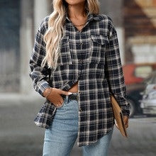 Relaxed Fit Plaid Shirt Jacket