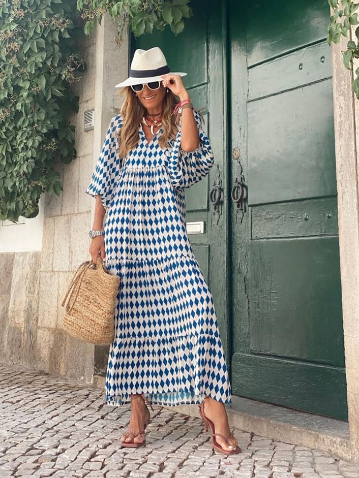 Boho Printed Flowy Maxi Dress