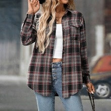 Relaxed Fit Plaid Shirt Jacket