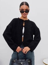 Tie-Front Cropped Knit Cardigan