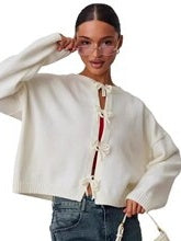 Tie-Front Cropped Knit Cardigan