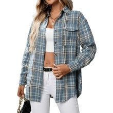 Relaxed Fit Plaid Shirt Jacket