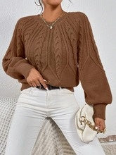 Classic Cable Knit Crew Neck Sweater