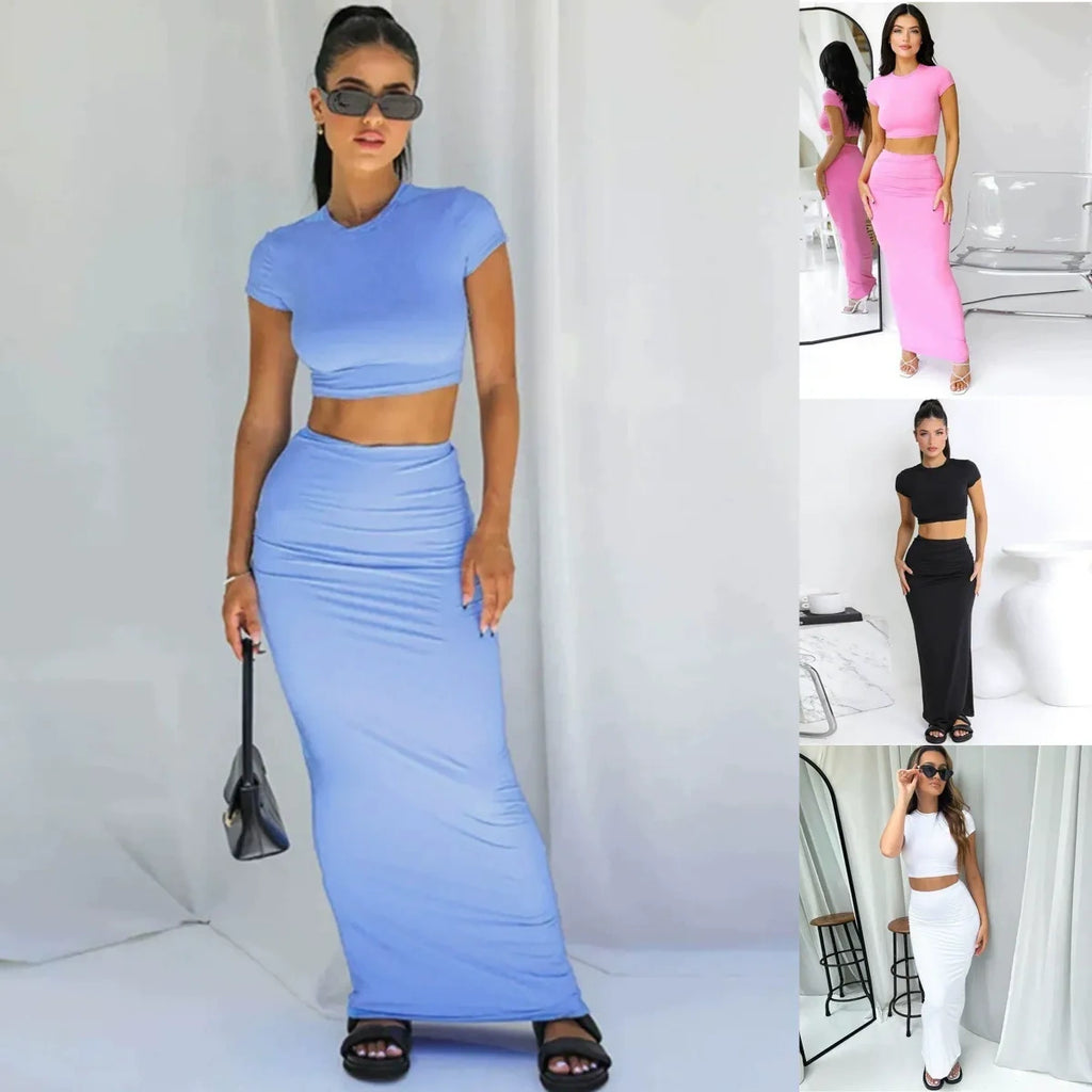 Everyday Muse Cropped Tee & Maxi Skirt Set