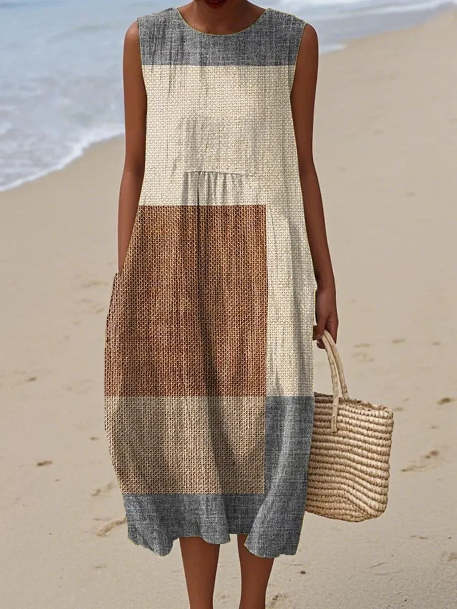Boho Printed Loose Midi Dress