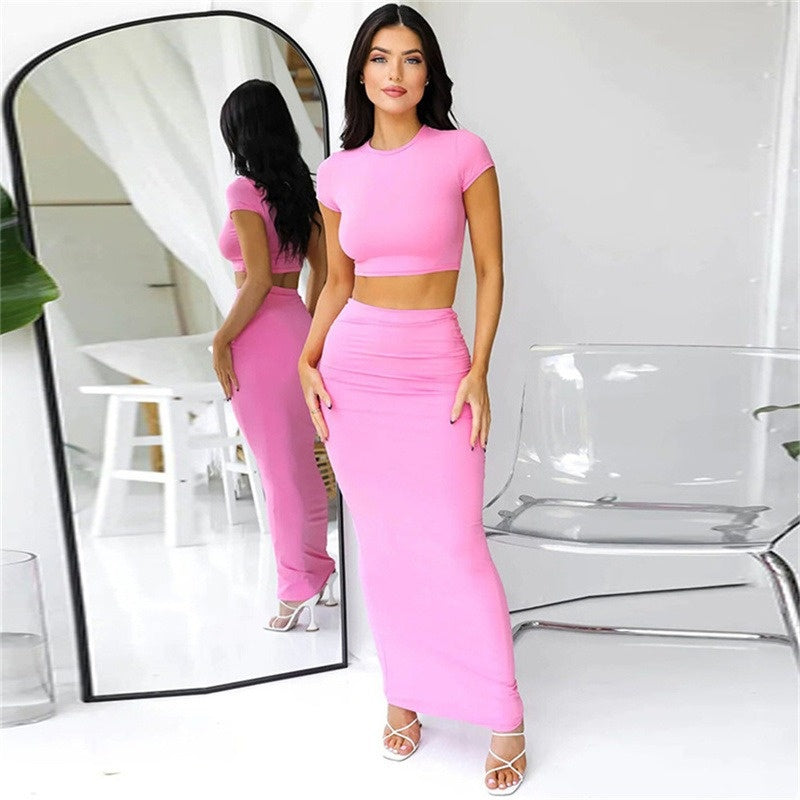 Everyday Muse Cropped Tee & Maxi Skirt Set