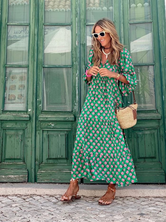 Boho Printed Flowy Maxi Dress