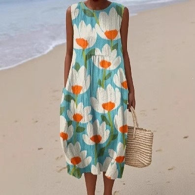 Boho Printed Loose Midi Dress
