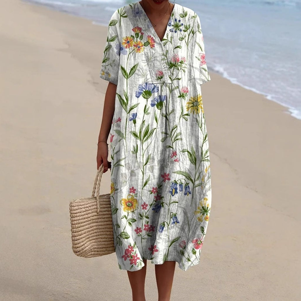 Boho Printed Loose Midi Dress