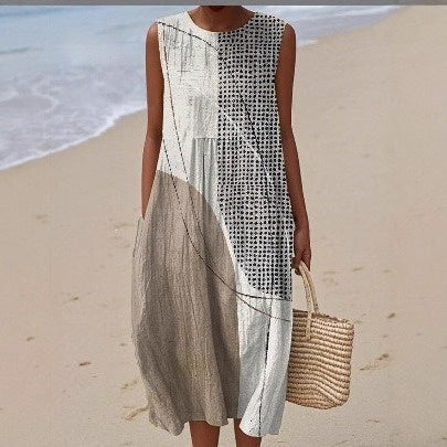 Boho Printed Loose Midi Dress