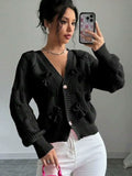 Sweet Bow V-Neck Knit Cardigan